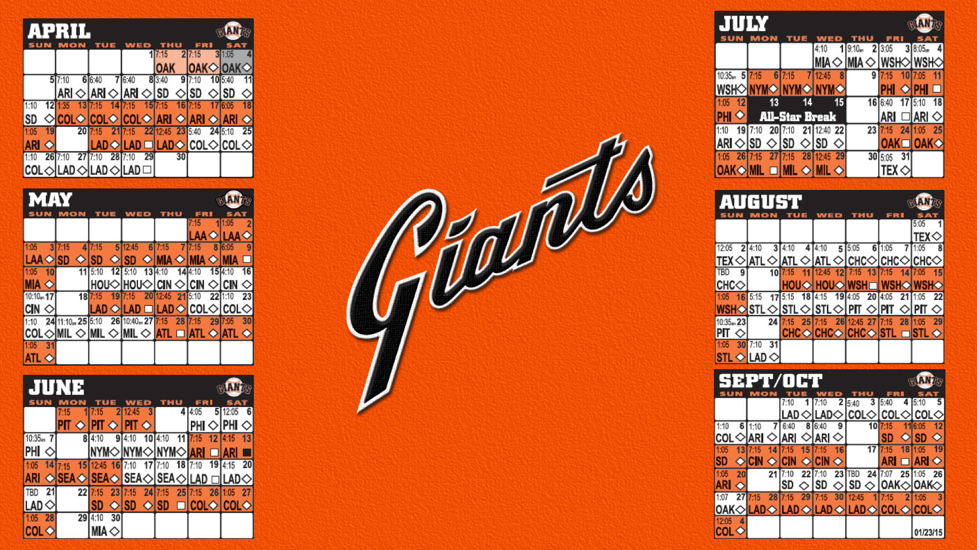 Sf Giants 2016 Schedule Wallpapers