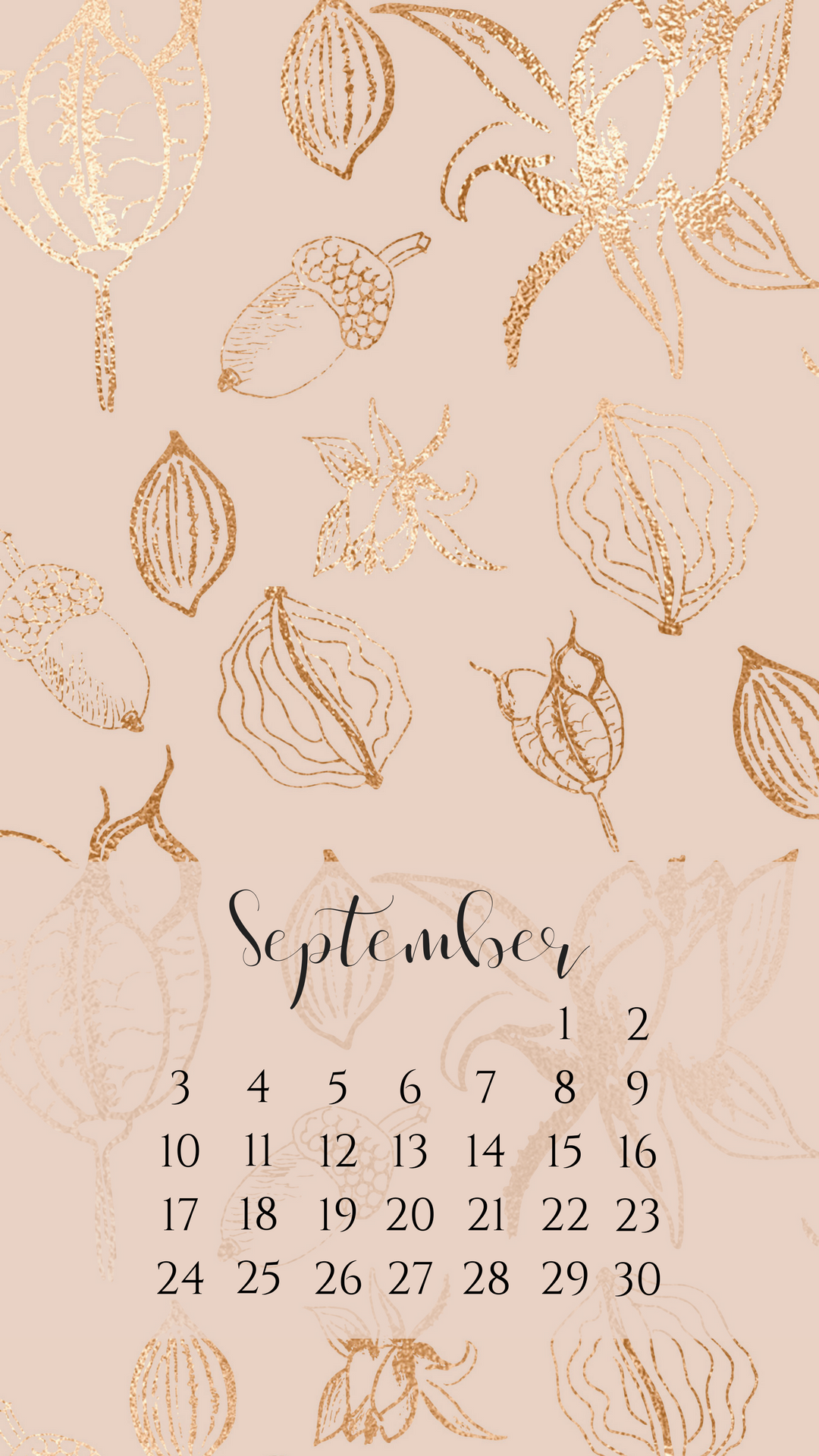 Click To September Foil Calendar Wallpaper