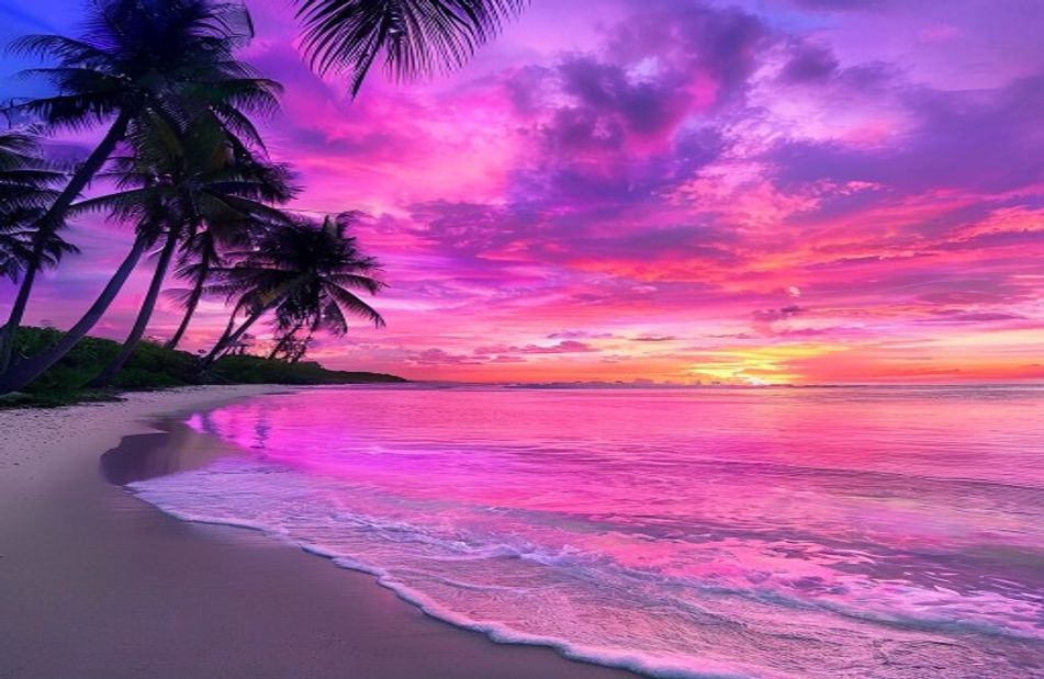 Pink Beach Sunset Wallpaper