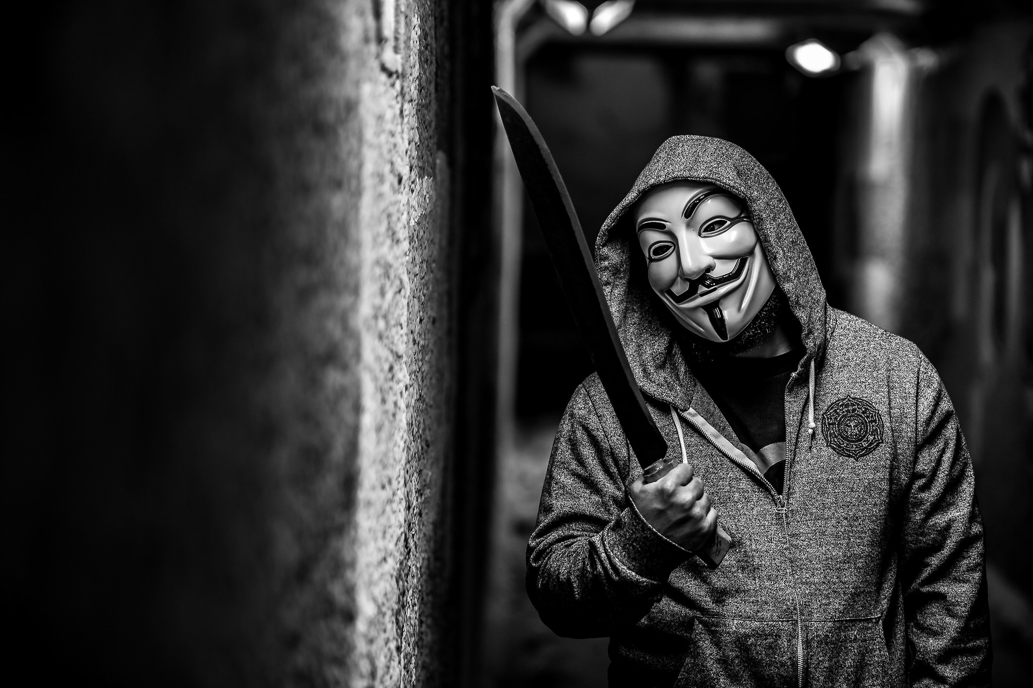 Wallpaper Anonymous Man Mask Machete Men