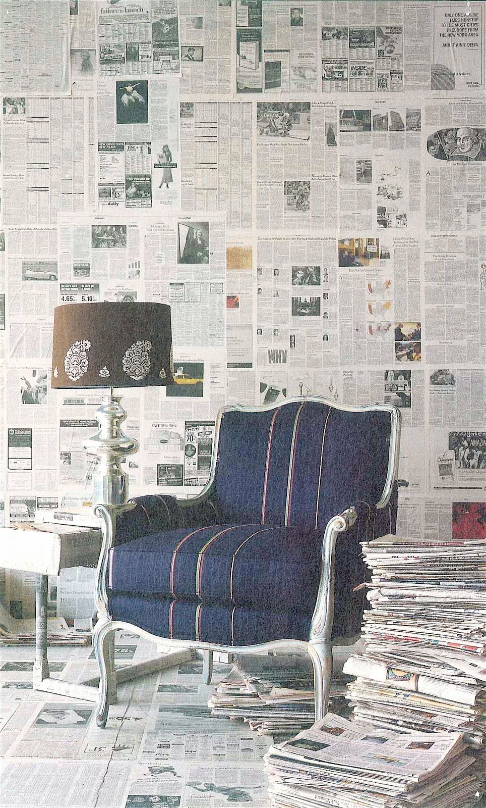 And Cheap But Chic Use Newspaper As Wallpaper What David Digs