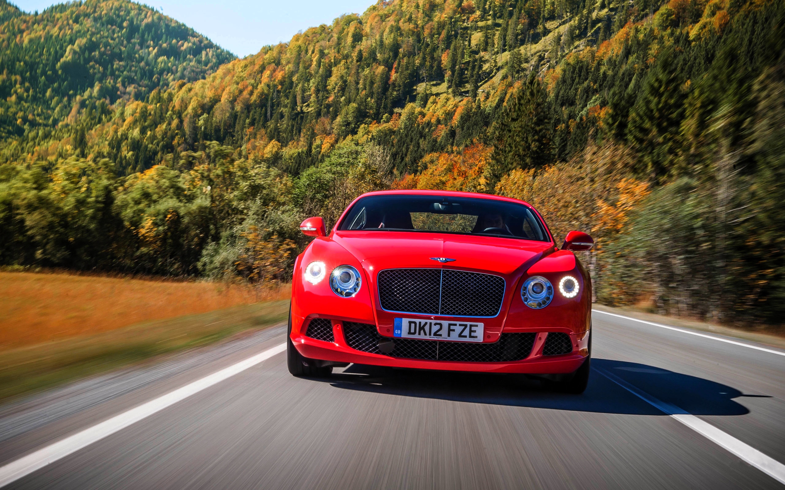 Bentley Continental Gt Red Front Movement Speed Road