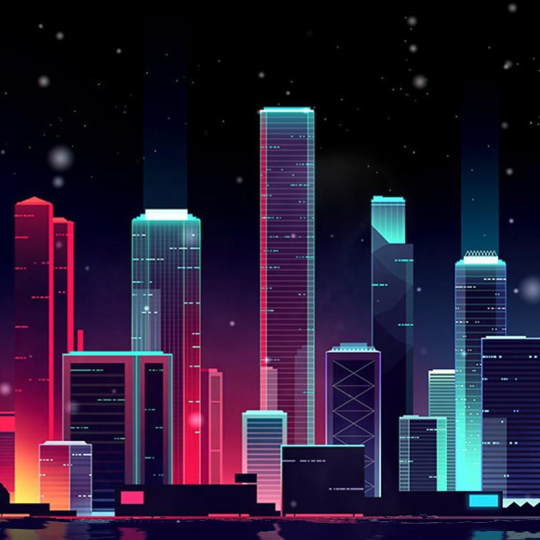 Neon Skyline Wallpaper Engine Free Space Invader Social in 2019