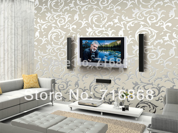 French Modern Damask Feature Wallpaper Wall paper Roll For Living Room