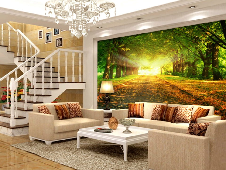 Custom 3d muralsTropics Forests Waterfall Trees Jungle Nature wallpaperliving  room sofa tv wall bedroom   Wallpaper living room Home wallpaper Floor  wallpaper