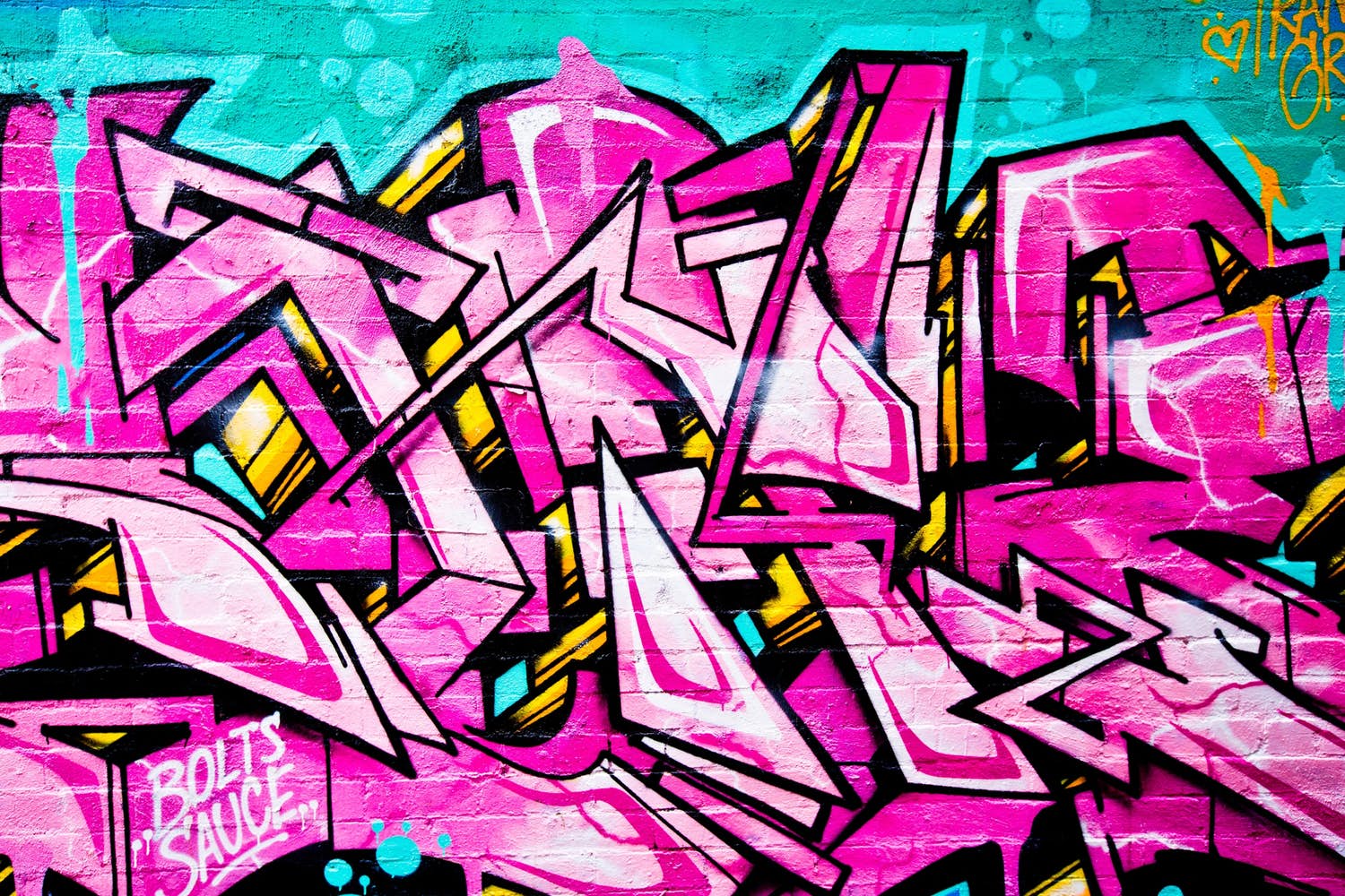 Wall Mural Pink Graffiti Photo Wallpaper Turquoise