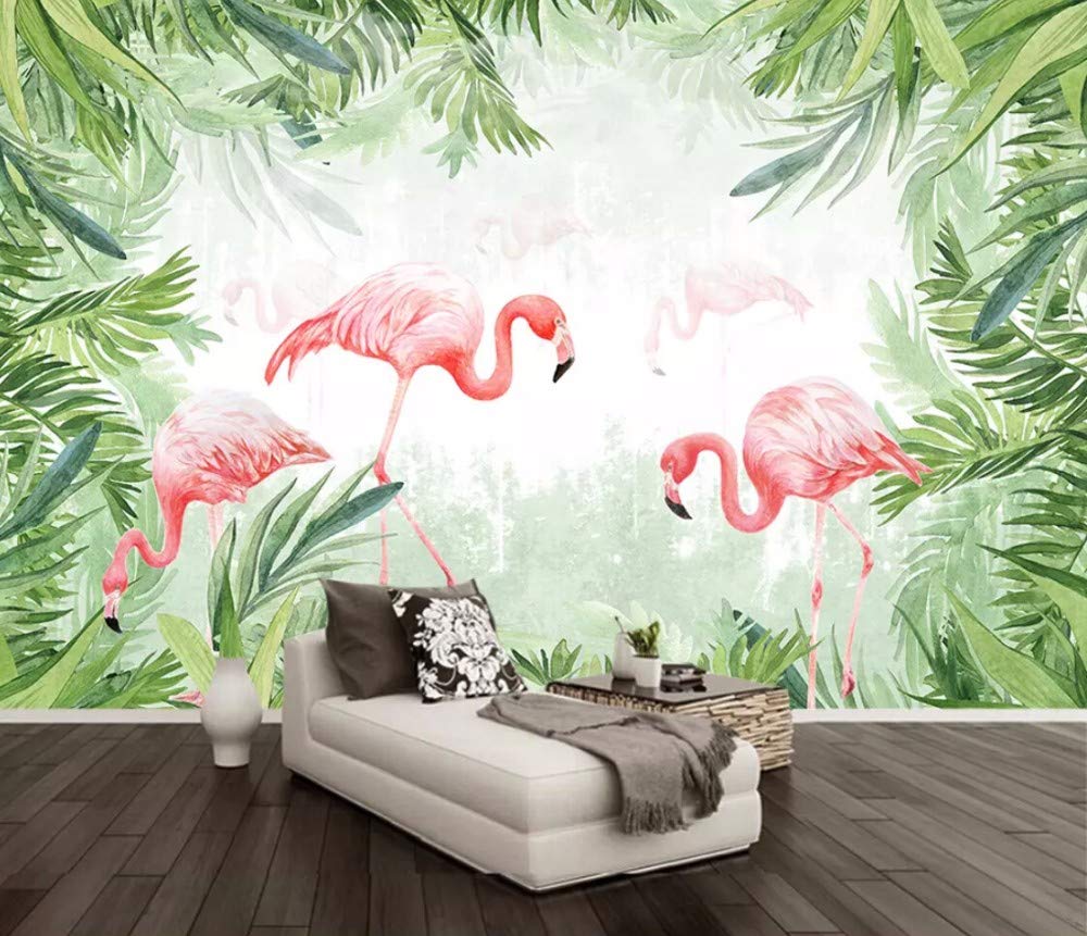 Wall Mural 3d Wallpaper Hand Drawn Tropical Rainforest Flamingo