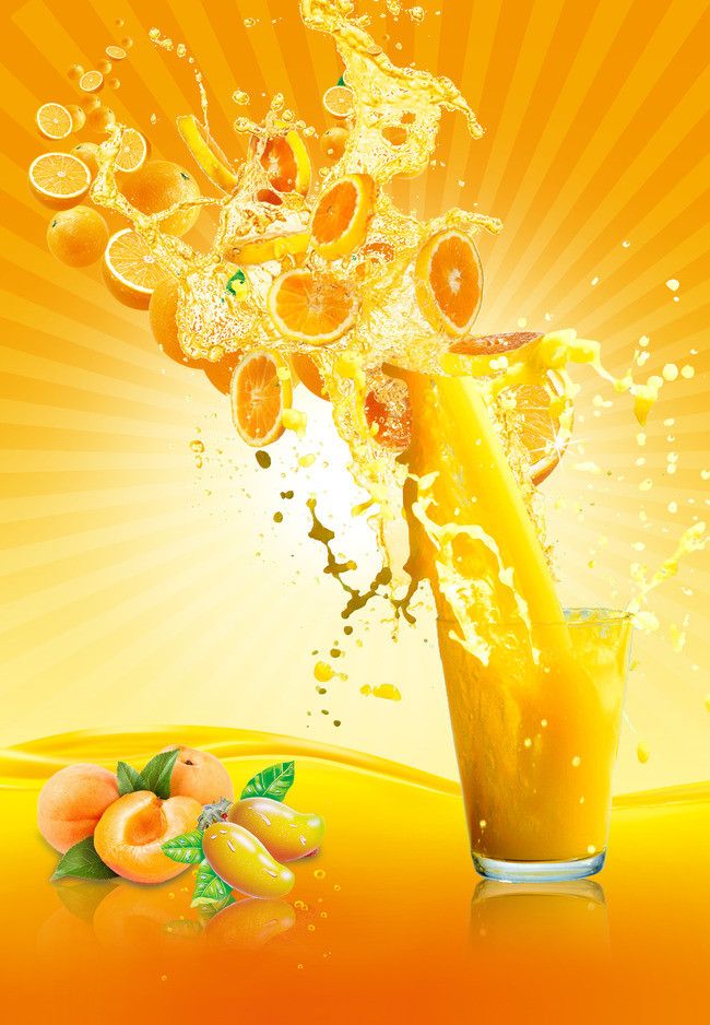Mango Peach Orange Juice Poster Background Material Fruit Splash