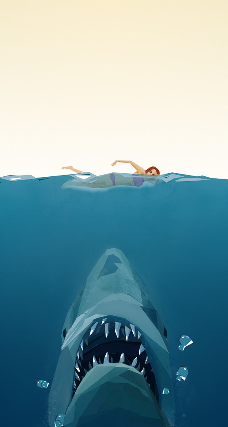 Art iPhone Wallpaper Tags Digital Jaws Ocean Polygon Poster Swim