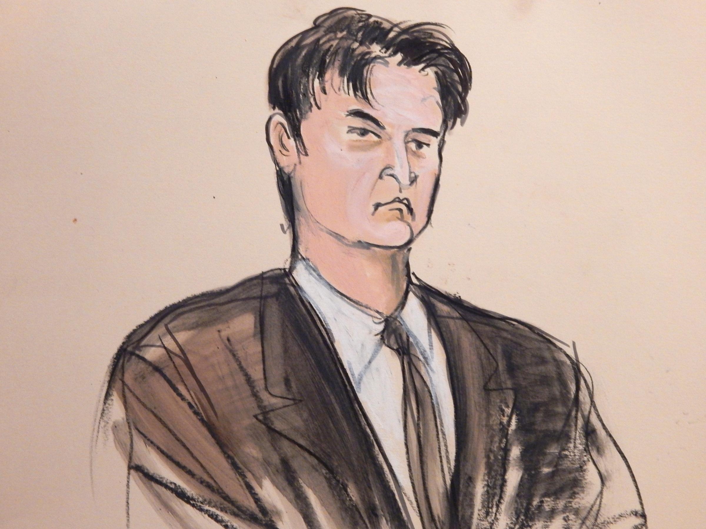 Courtroom sketch of Ross Ulbricht, the founder of Silk Road
