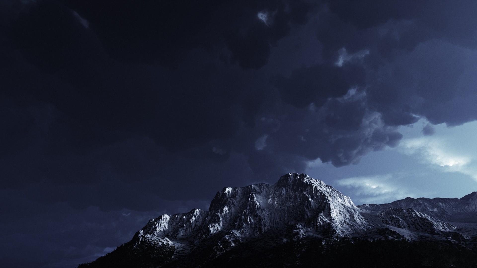 Wallpaper Desktop Mountain Storm Dark