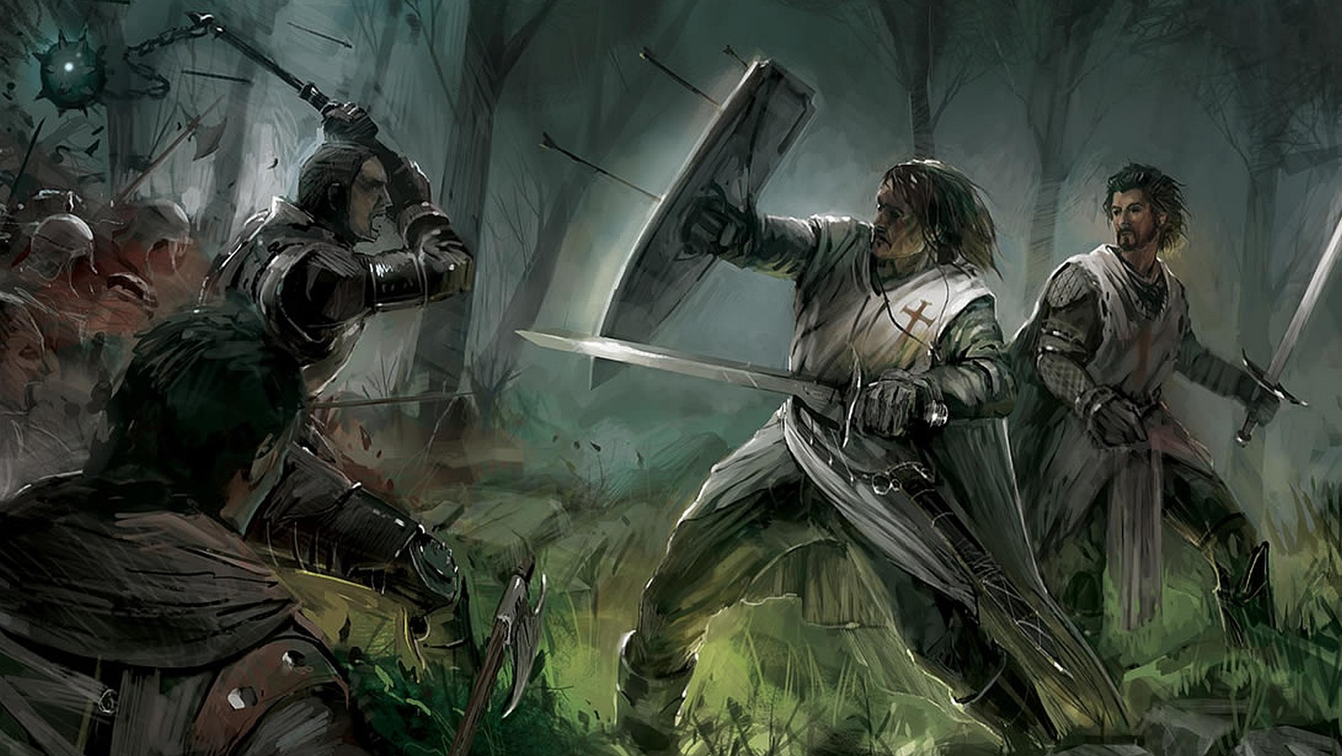 Knights Fight Wallpaper Templars Warriors
