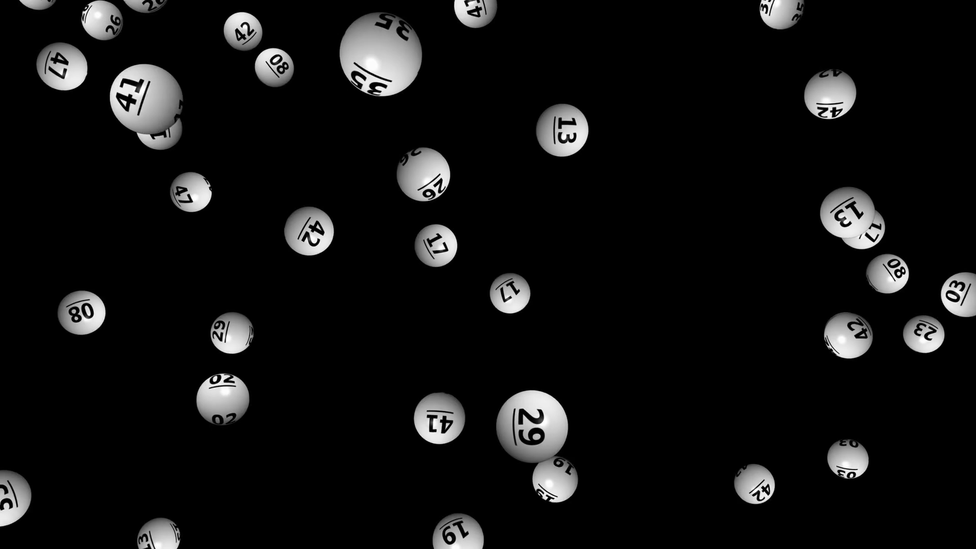 Lottery Balls With Numbers On Black Background Loop 4k Alpha