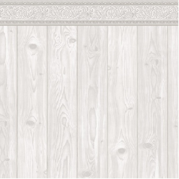 White Wood Grain Border Glittering Self Adhesive Wallpaper
