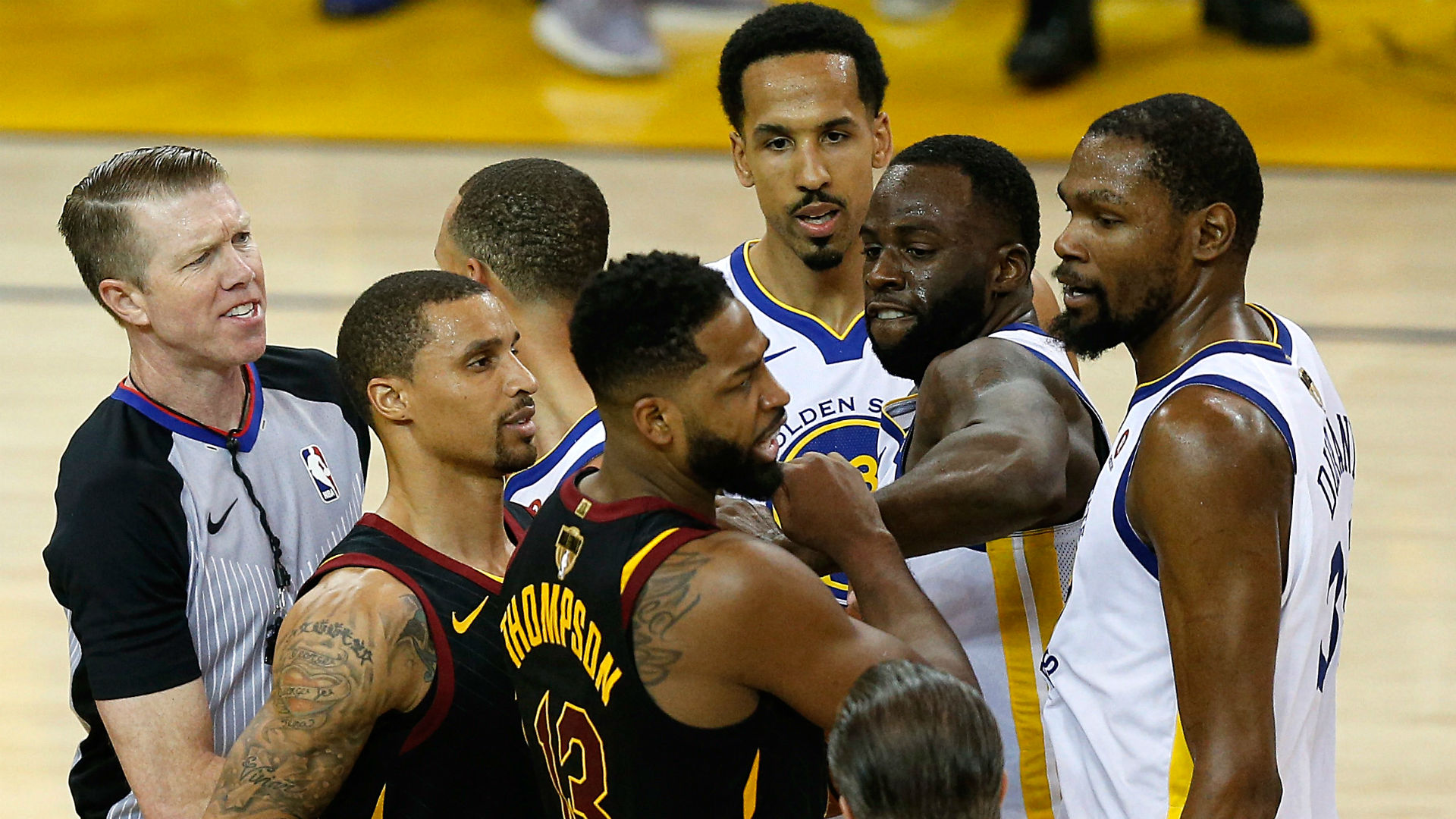 Nba Finals Tempers Flare As Tristan Thompson Shoves Draymond