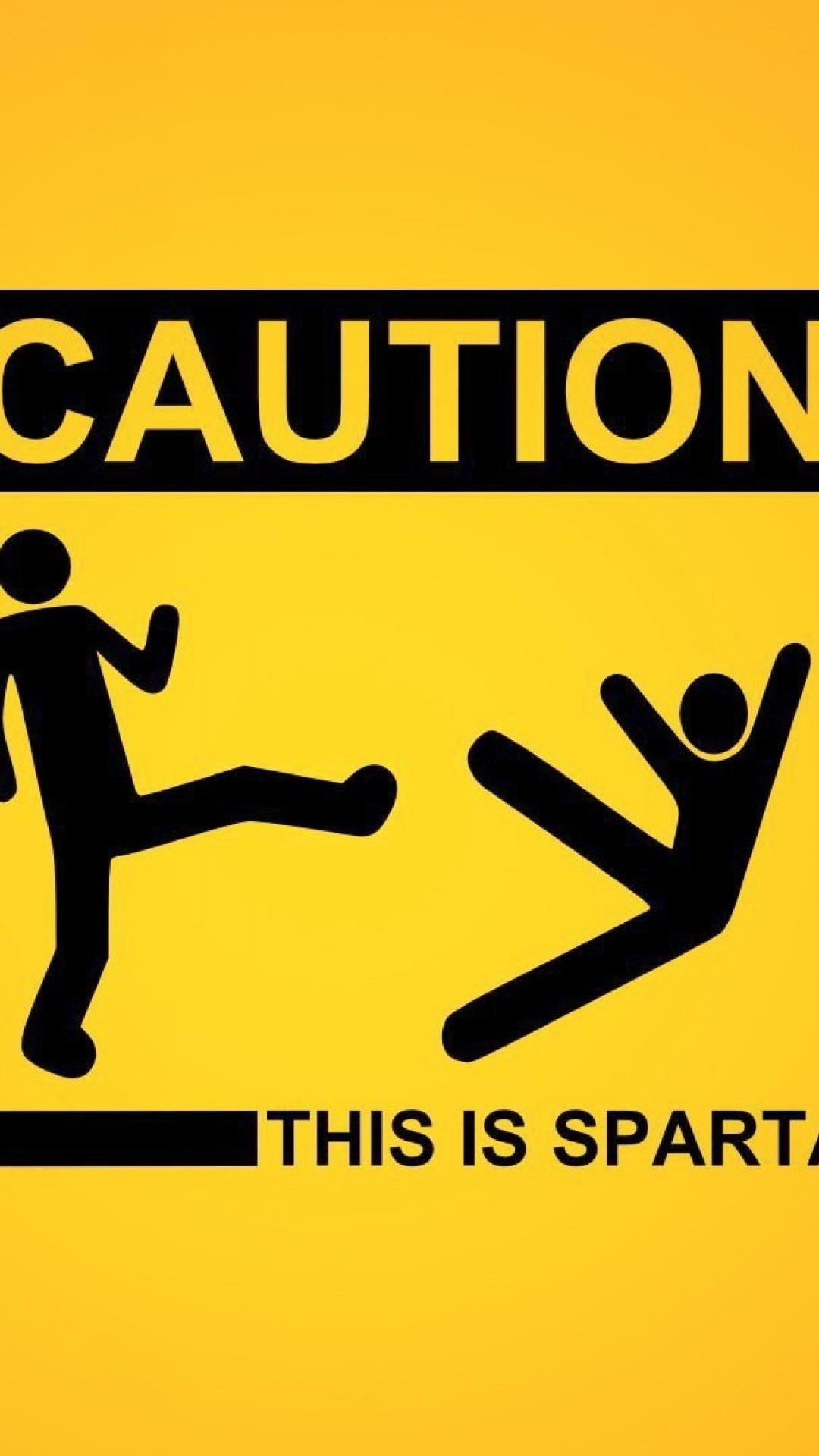 Yellow Sparta Funny Warning Caution Wallpaper