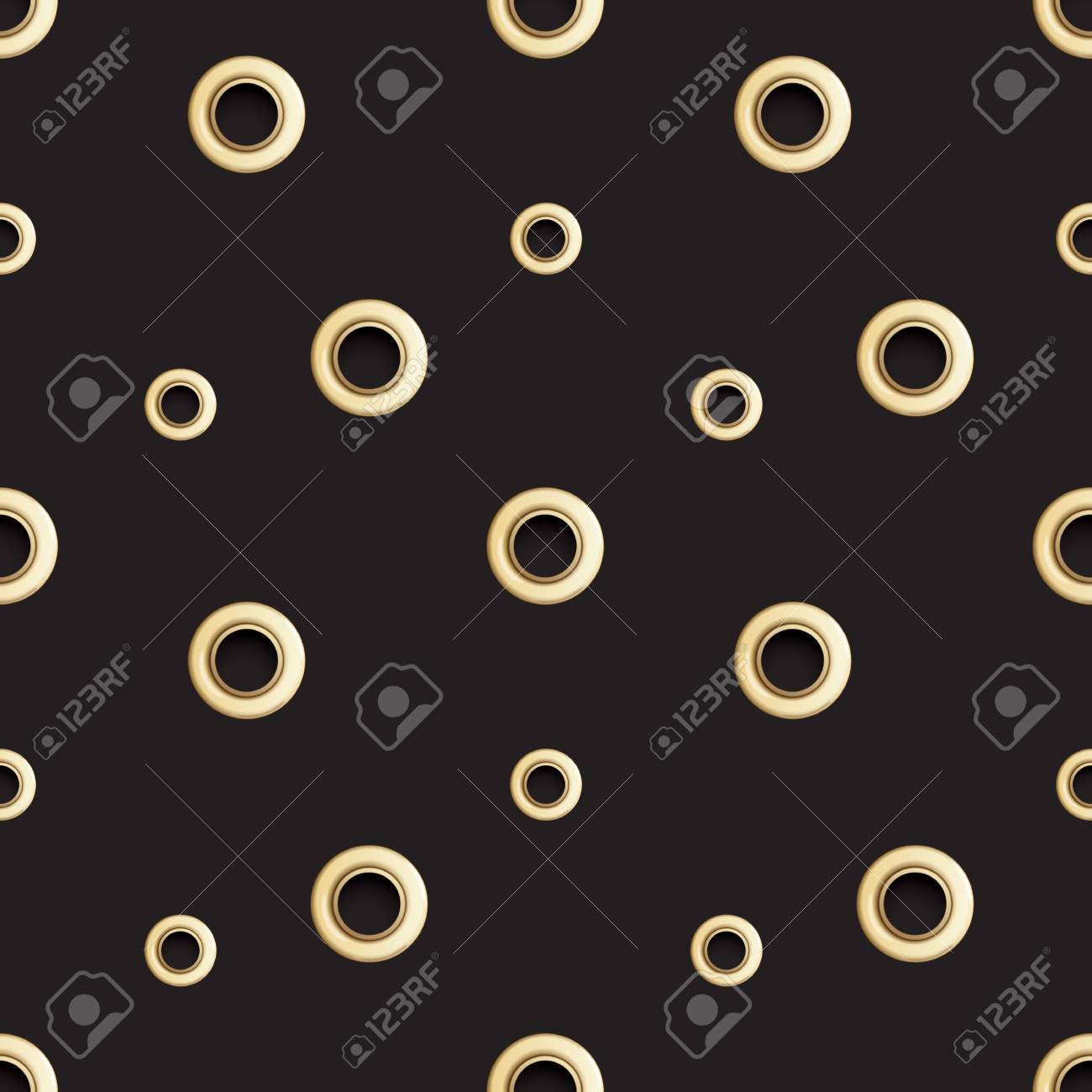 Golden Eyelet Seamless Pattern Isolated On Black Background