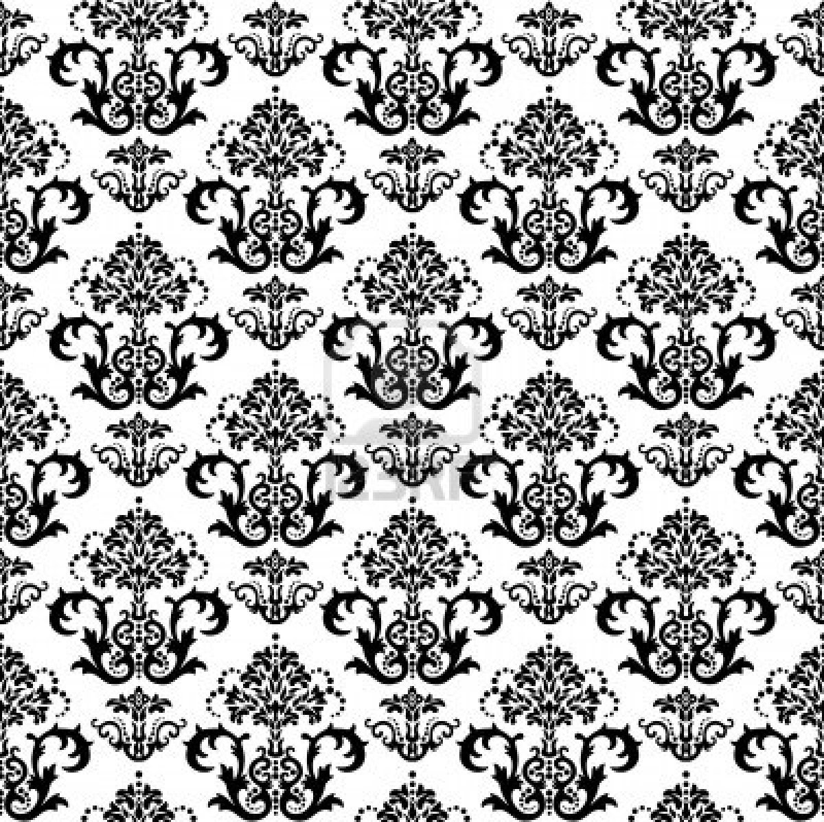 Seamless Black And White Floral Damask Wallpaper Pixel Jpg