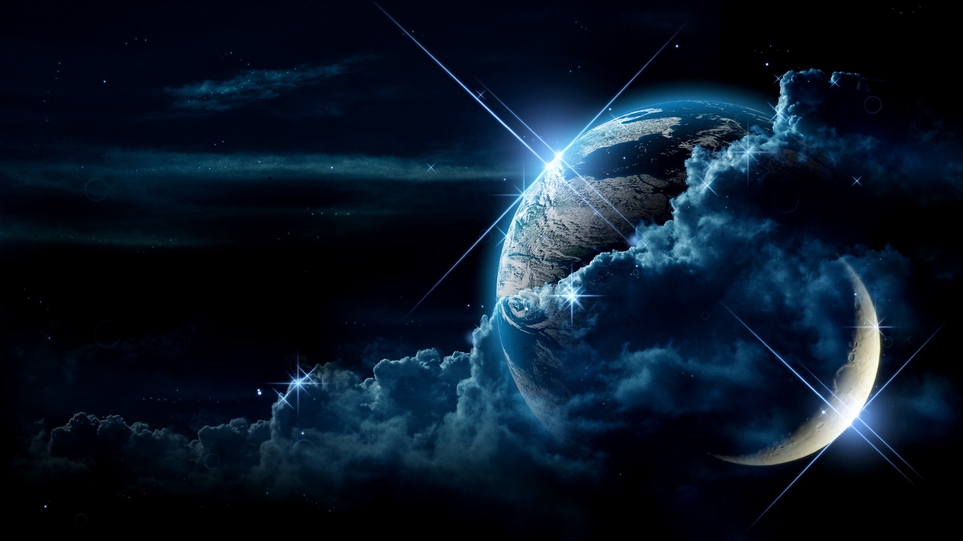  space planets moon earth planet sci fi stars wallpaper background