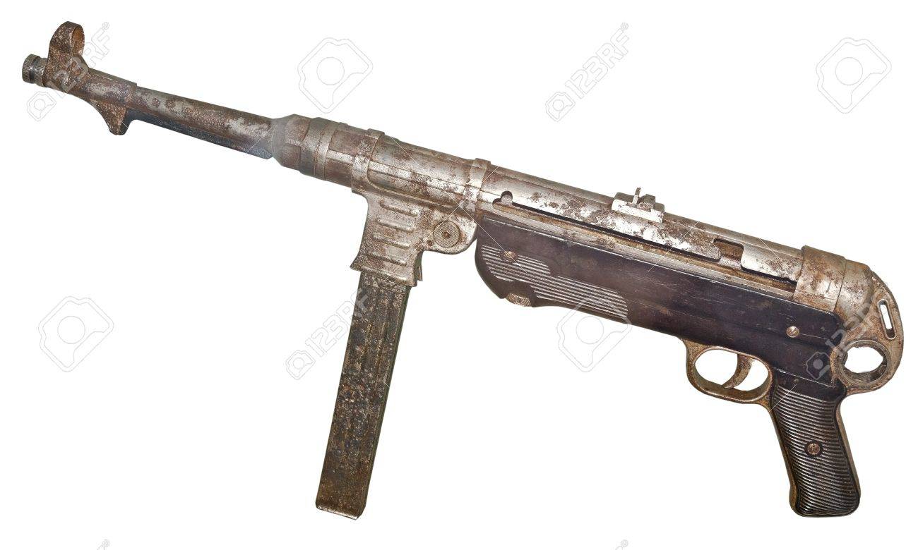 German Mp40 Submachine Gun Isolated On White Background Stock 1300x780