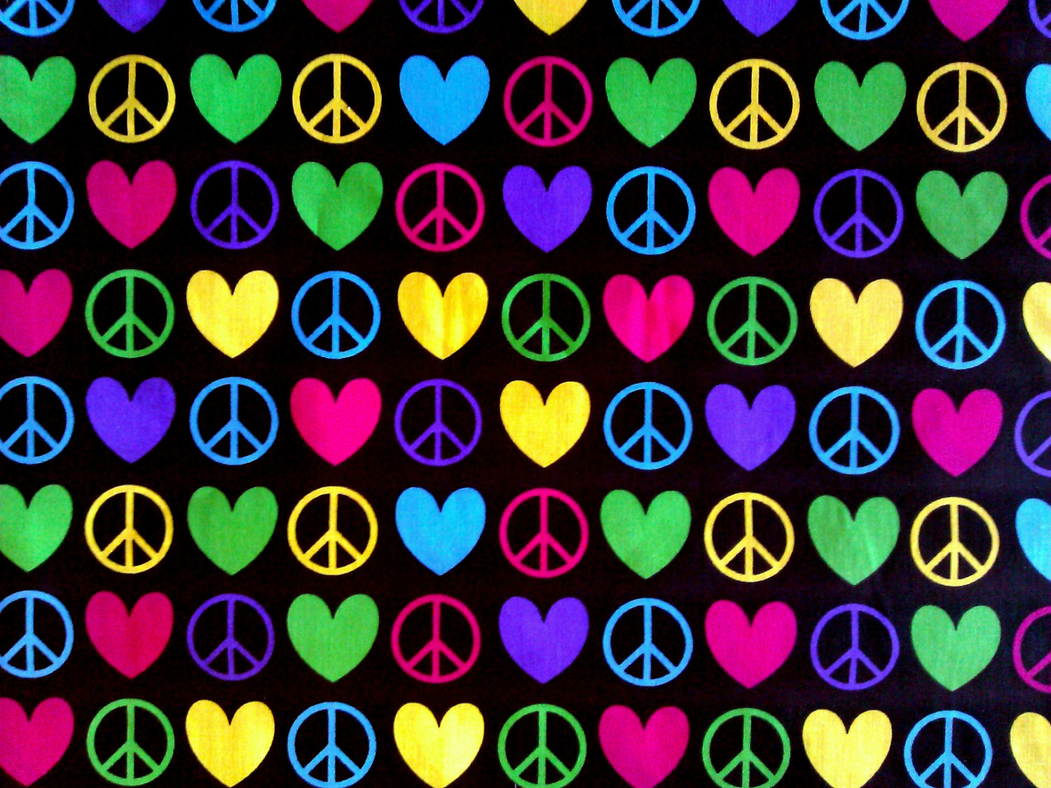 Peace Signs And Hearts Wallpaper Rainbow