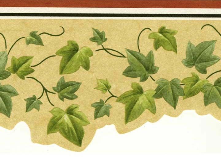 Green Ivy Vine Leaf Cream Beige Background Laser Cut Small Wall paper