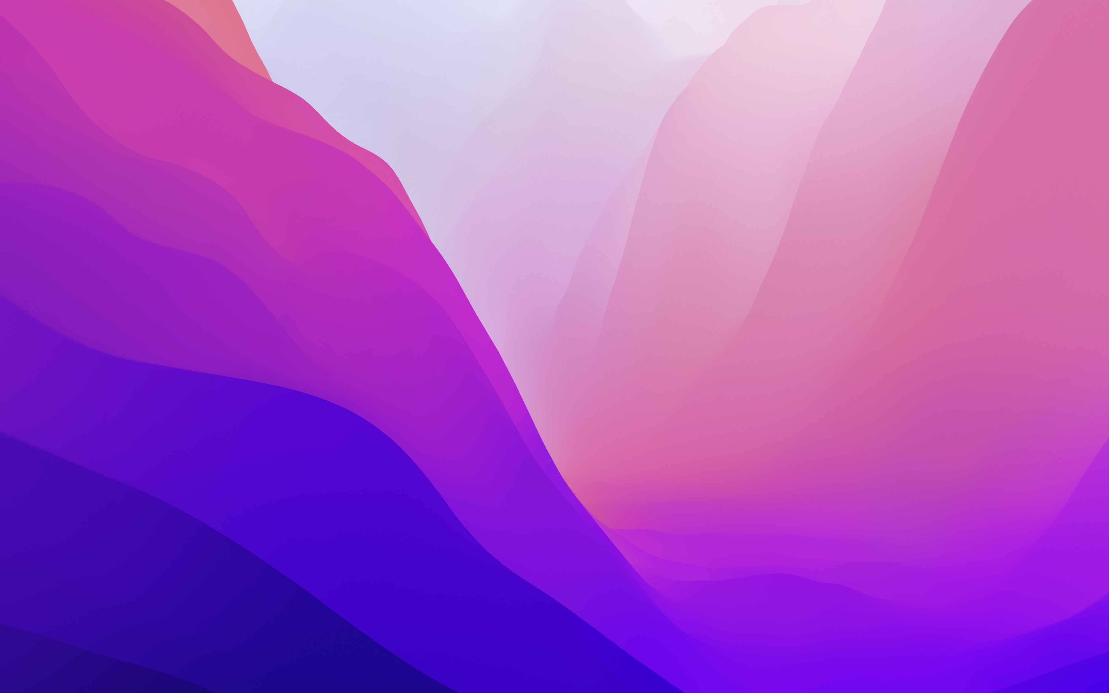 Abstract background with smooth curves in shades of pink, purple, and blue, reminiscent of a MacBook wallpaper