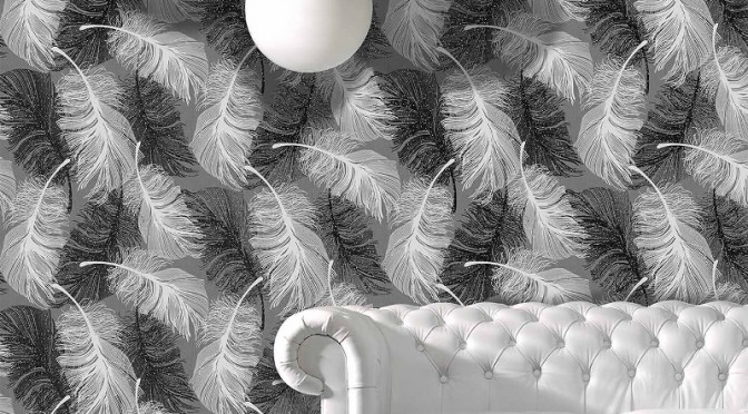 Coloroll Feathers Wallpaper Monochrome