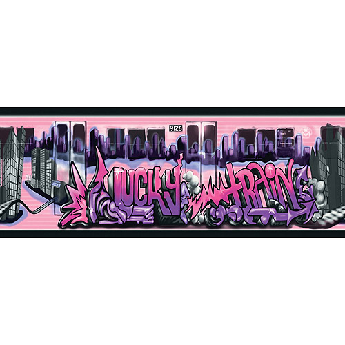  Graffiti Lucky Train Wallpaper Border PurplePink   Walmartcom 500x500