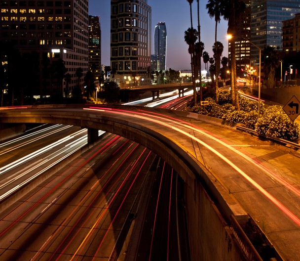Downtown Los Angeles And Way Lights At Night Location