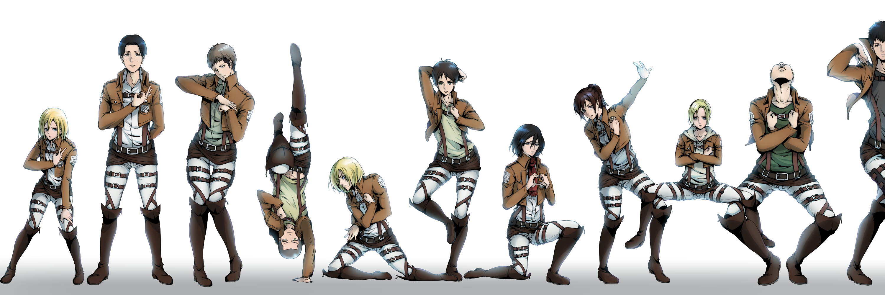 Attack on Titan characters doing funny poses