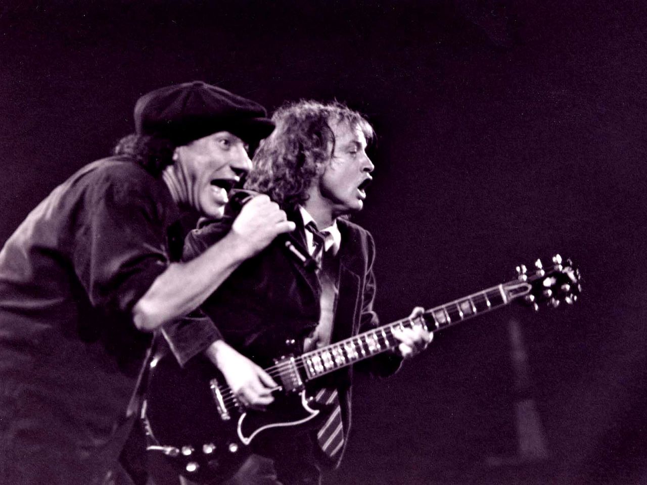 Acdc Brian Johnson Angus Young Monochrome Wallpaper