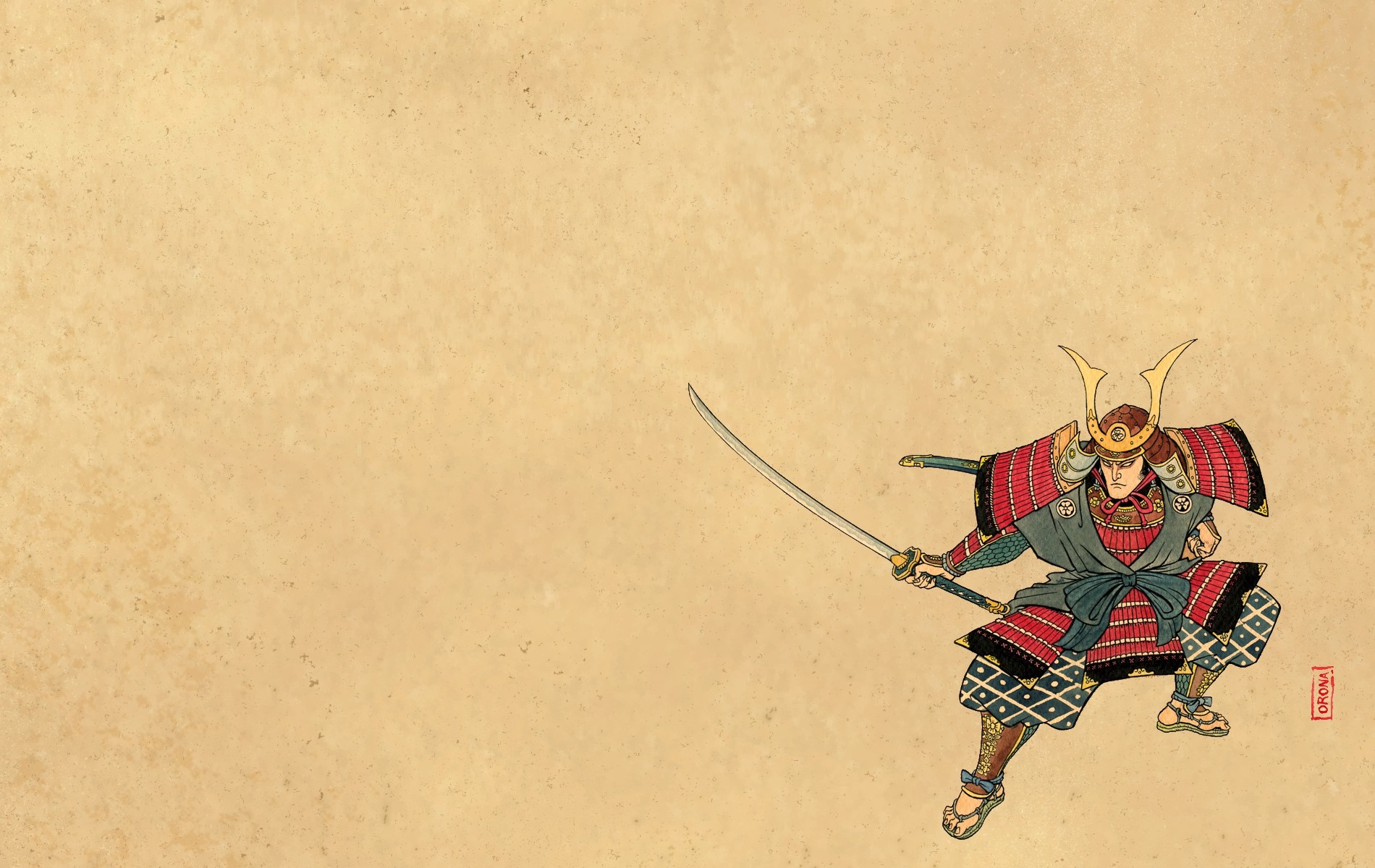Katana Samurai Ukiyo E Wallpaper
