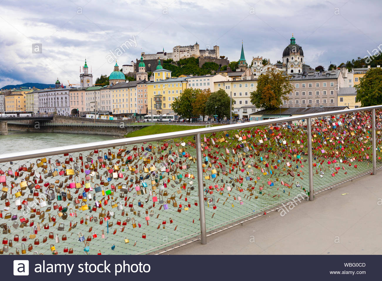 Wide Angle Of Salzburg City With Castle In The Background And