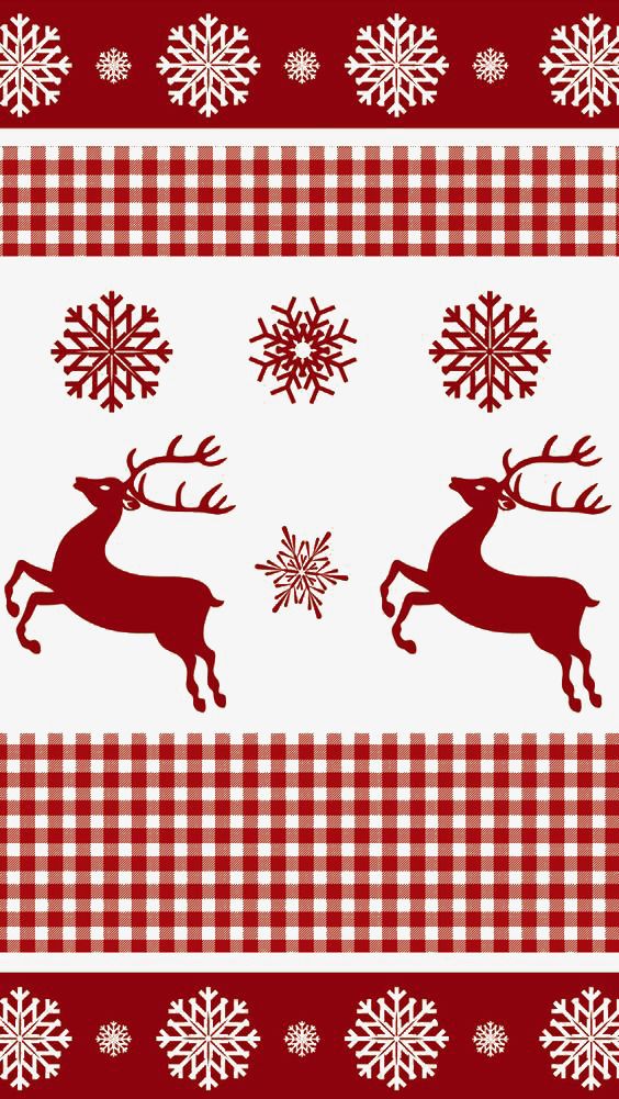 Red Snowflake Background Reindeer Wallpaper iPhone Christmas