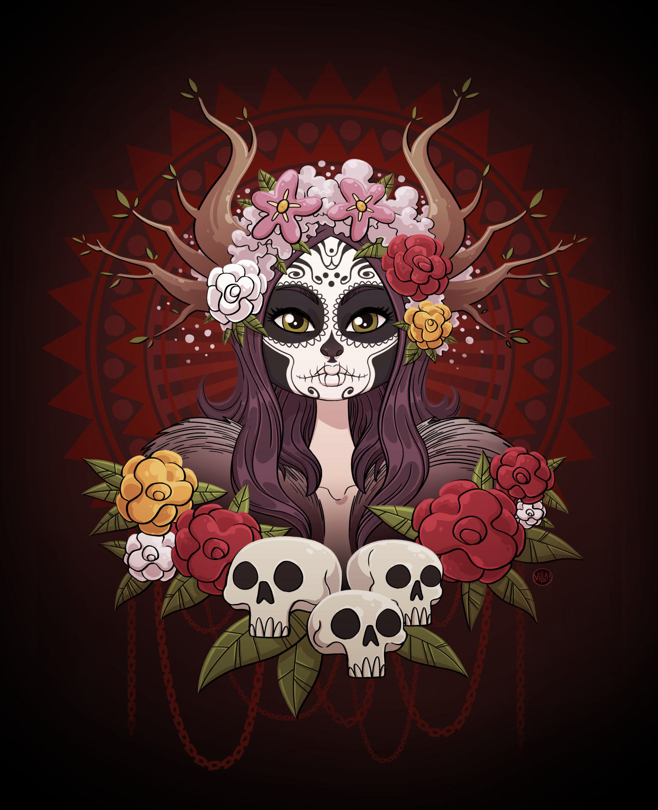 Villaisdrawing Day Of The Dead I Did Some Wallpaper This
