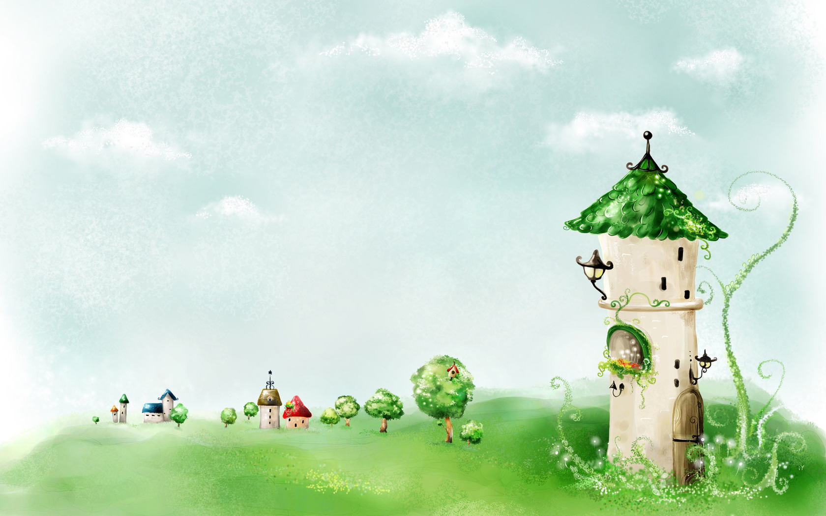 Fairy tale tower wallpaper