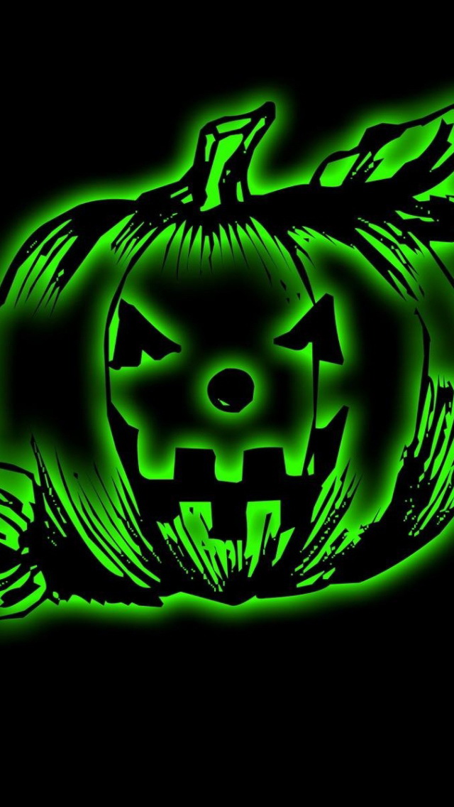 Green Glowing Halloween Pumpkin Wallpaper iPhone