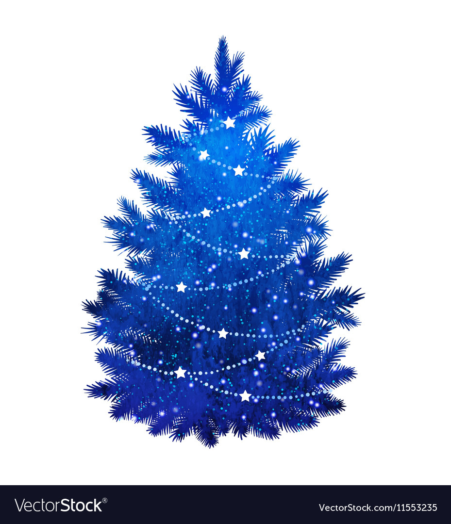 Blue Christmas Tree On White Background Royalty Vector