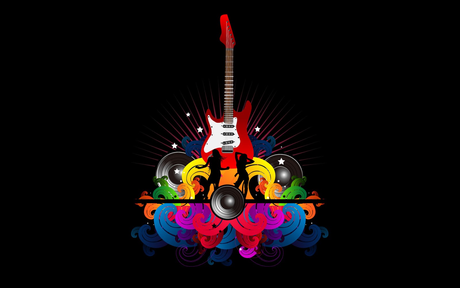 Color Guitar Abstract Graphic Wallpaper