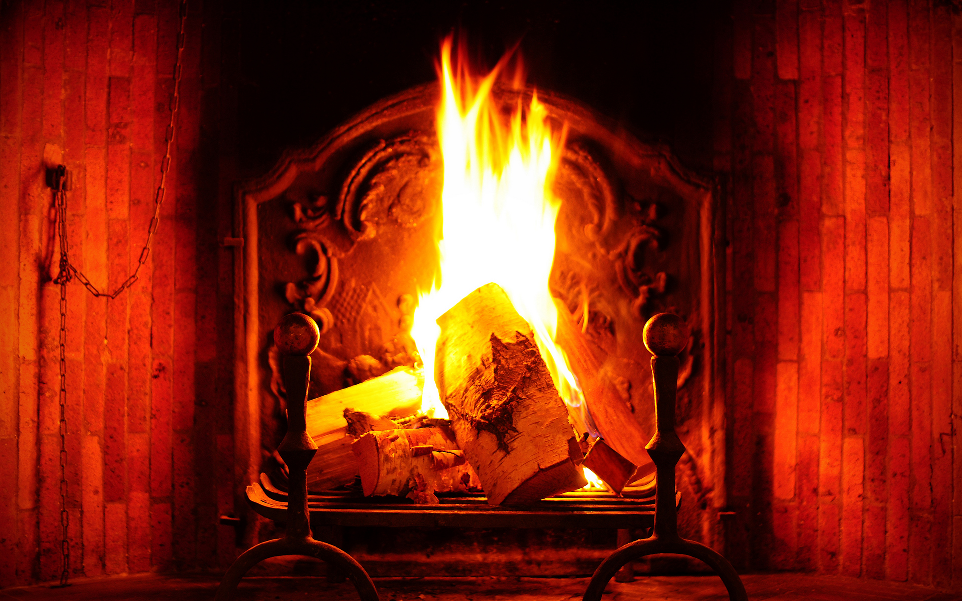 cozy fireplace scene