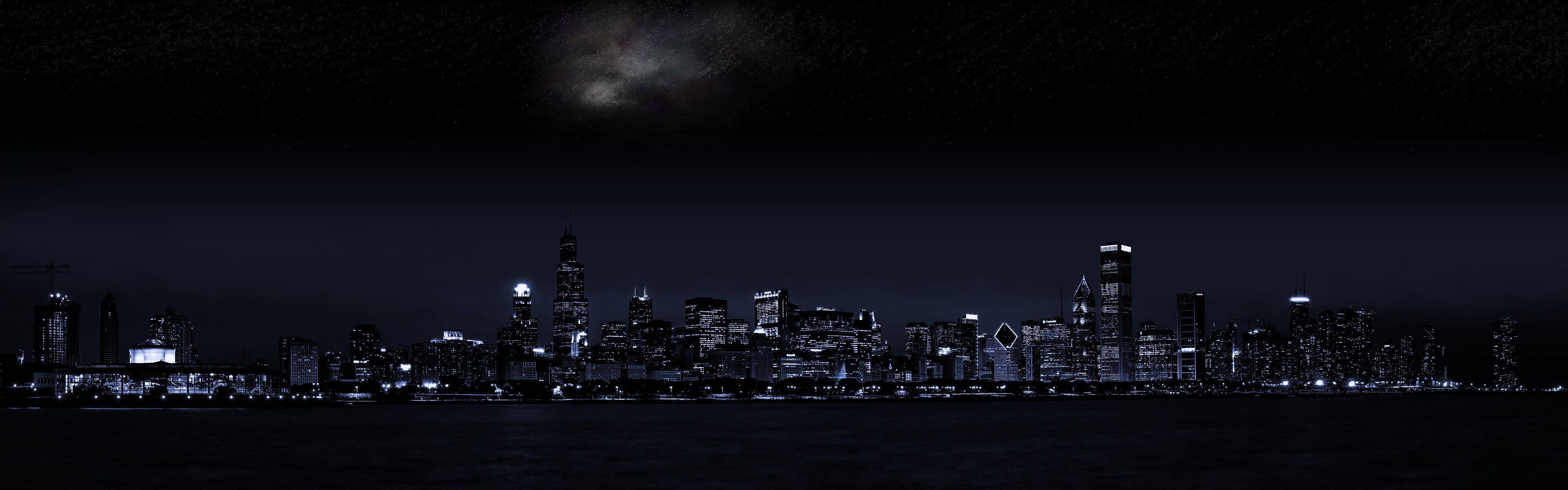 Chicago Skyline Dual Monitor Wallpaper Stolen From Somewhere On