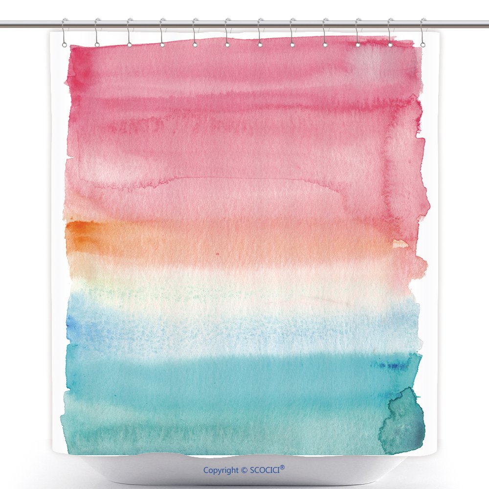 Amazon Vanfan Durable Shower Curtains Pink Teal Watercolor