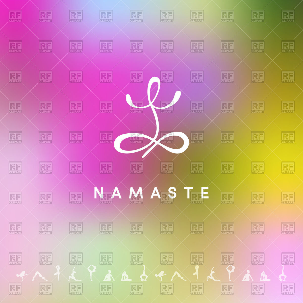 Blurred Background With Yoga Logo Lettering Namaste And Asana