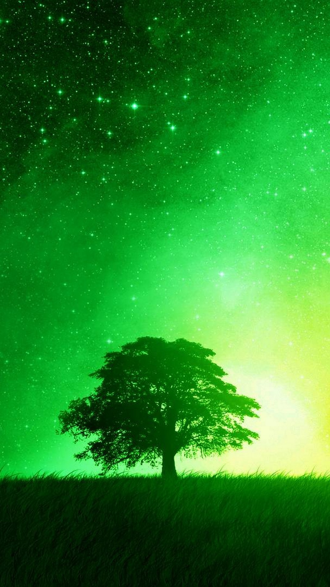 iPhone X Wallpaper Nature Green With Image Resolution Lone Tree