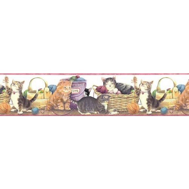 Kittens Cats Playing With Yarn Wall Border All Walls Wallpaper