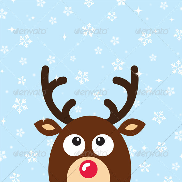 Cute Christmas Reindeer Background Vector Card