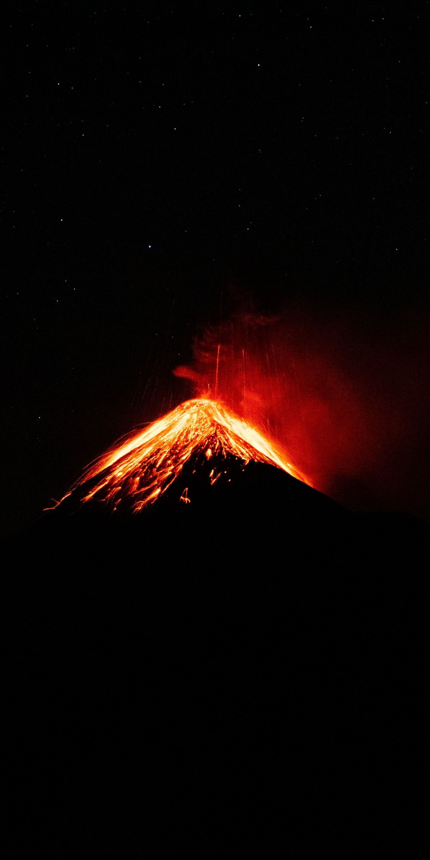 Minimal Peak On Fire Volcano Wallpaper