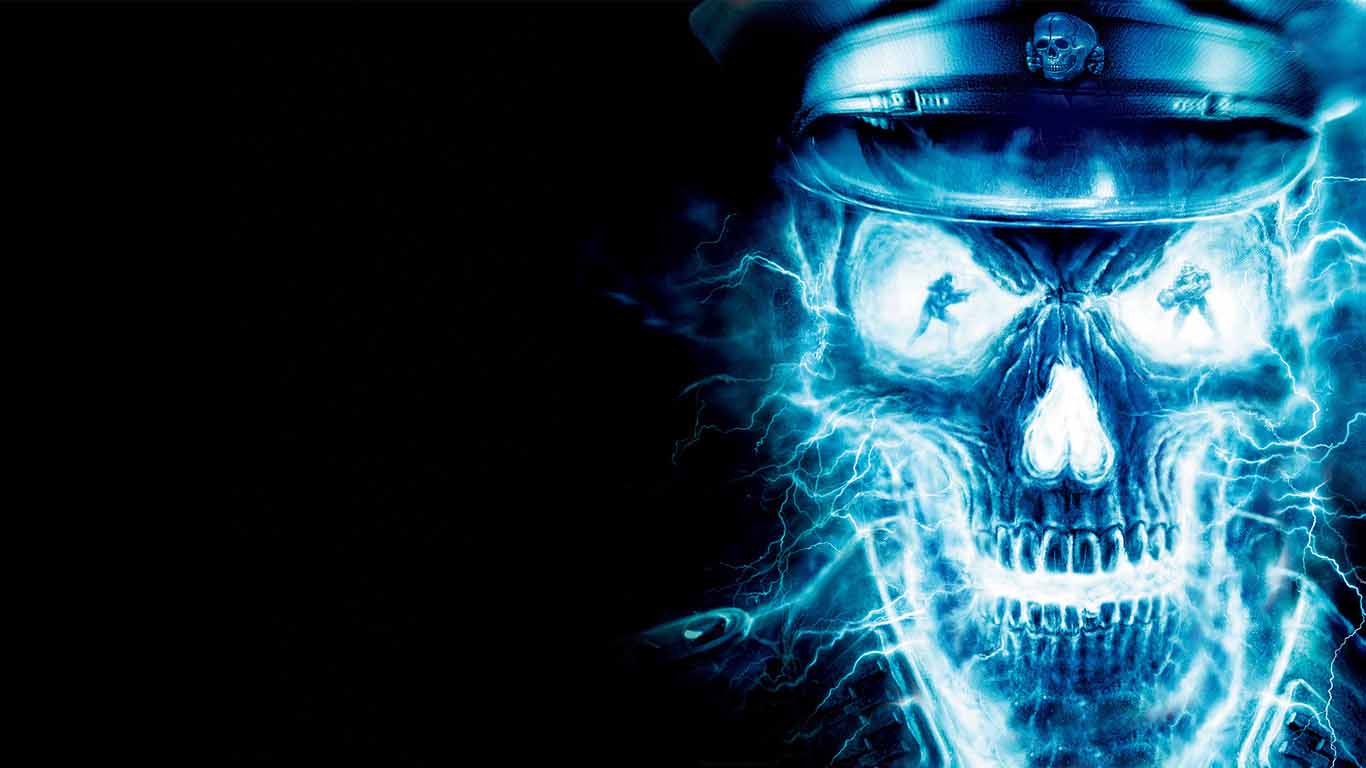 blue fire skull background