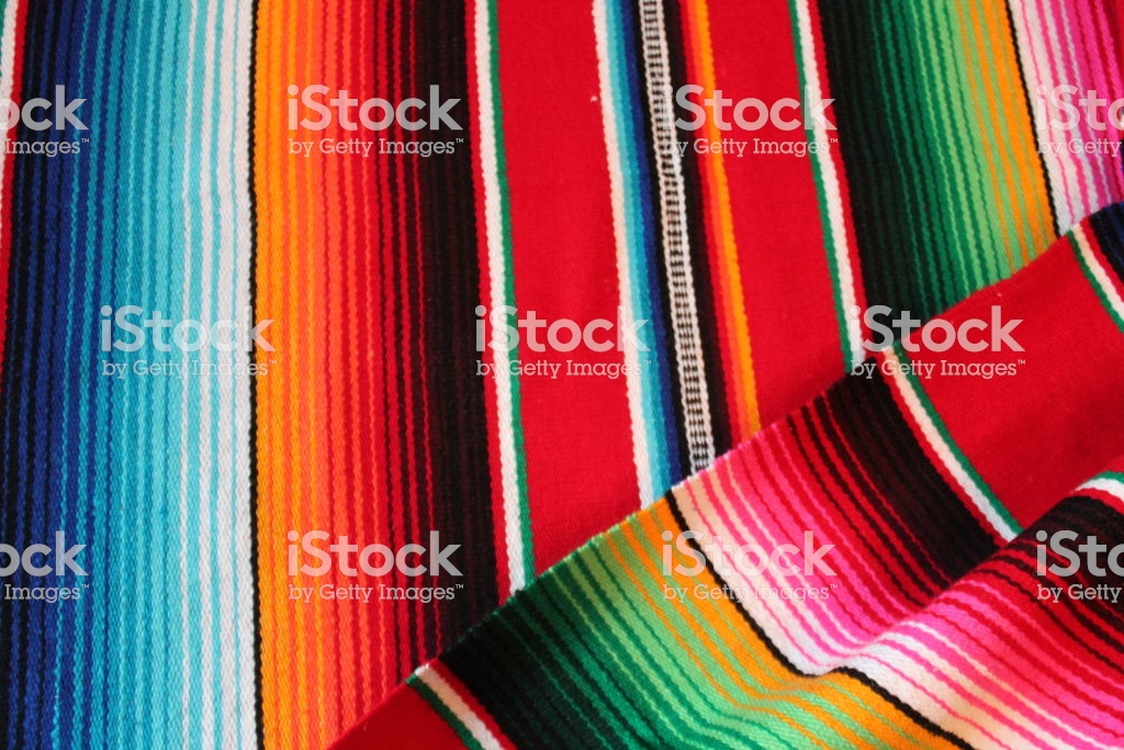Poncho Mexican Serape Cinco De Mayo Background With Copy Space